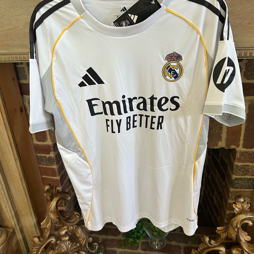 adidas Kids White Soccer Jersey with Black Accents